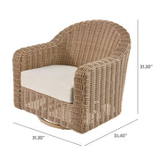 Better Homes & Gardens BH5708811816077 Bellamy Outdoor 1pk Swivel Glider Chair, Tan Wicker/Cream Cushion