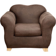 Sure Fit 2 Pc Chair Stretch Leather - BROWN ONE SIZE
