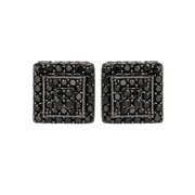Shaquille O'Neal E906322BZCL.WM Men's Simulated Diamond Black Rhodium Plated Sterling Silver Stud Earrings, Black