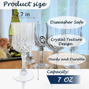 LEYIQU 7oz Plastic Wine Glasses, Vintage Style Transparent Goblets, Durable Reusable Drinkware, 24-Pack