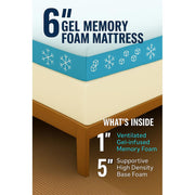 Atlas Mattress 6-Inch Twin Memory Foam Mattress, Gel-Infused, Medium Firm, Washable Cover, CertiPUR-US DM510-T
