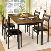 Recaceik Dining Room Table Set with 4 Upholstered Chairs Brown