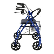 4-Wheel Walker Rollator with Fold Up Removable Back Support in Blue