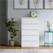 Homfa HMD-181 5 Drawer White Dresser, Modern Storage Cabinet for Bedroom