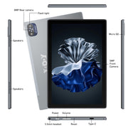 XGODY T10 10 inch 128GB ROM 6GB RAM Android 12 Quad-Core Tablet, Gray - 8MP Dual Camera