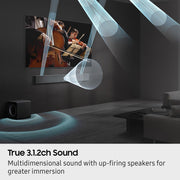 Samsung HW-QS700F Q-Series 3.1.2 Channel Soundbar with Wireless Subwoofer, Dolby Atmos, Convertible Fit, Black