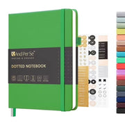 &And Per Se Bullet Dot Journal Notebook A5 Hardcover with 3 Sticker Sheets & Pe (Green)