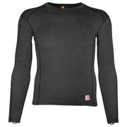 Carhartt UM0131-M Force Midweight Synthetic-Wool Blend Base Layer Crewneck Long-Sleeve Top for Men, L, Dark Black Heather