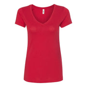 Next Level Women's Ideal V-Neck T-Shirt, Lightweight 60% Combed Ringspun Cotton 40% Polyester, Classic Fit, Short Sleeve, Red, N1540