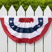 Happiwiz USA Fan Flag Niyattn 2 Pack 1.5 x 3 FT Pleated American US Bunting Flag Patriotic Half Fan Banner