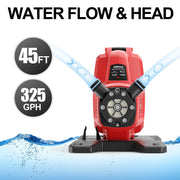 Populo Hybrid Water Transfer Pump, 120VAC/20VDC 4.0Ah 325GPH 45Ft Portable Electric Utility Pump
