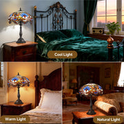 SUNMORY 18.5 in Stained Glass Tiffany Style Table Lamp, Multicolor, LED Bulb Included