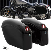 WheelX Universal Motorcycle Hard Saddlebags with Lockable Storage and Built-In LED Lights, Glossy Black, 17in Length, Pair