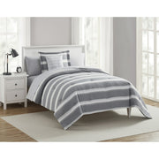 Mainstays Grey Stripe 7 Piece Bed in a Bag Comforter Set with Sheets, Grey Stripe, Twin/Twin-XL - Texture Print
