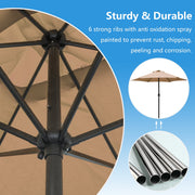 Abble 7.5ft Patio Umbrella with Hexagonal Polyester Canopy, Crank Lift, 6 Steel Ribs, Tan