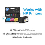 HP 3YP00AN 962 Cyan Magenta Yellow Ink Cartridge 3-Pack for OfficeJet Pro Printers, 700 Page Yield, Recycled Plastic