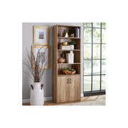 Mainstays 433569 Traditional 5 Shelf Bookcase With Doors, Weathered Oak