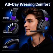 Aptkdoe G63-White Gaming Headset, Noise Cancelling Microphone, Wired Over-Ear, 50mm Drivers, LED Light, Soft Memory Foam Earmuffs, Compatible with Xbox One, PS5, PS4, PC, Laptop