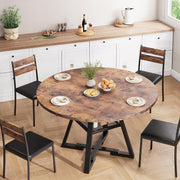 Cocosity 47 Inch Round Wood Kitchen Table with Storage Shelf, Carbon Steel Frame, Espresso Brown