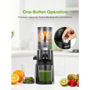 Juilist Masticating Juicer Machine, 150W, 60 RPM, BPA-Free, High Juice Yield, Quiet Operation, Easy to Clean, Includes Cleaning Brush, Black, JS8101