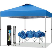 PHI VILLA Pop-up Canopy 10x10 Patio Tent Instant Gazebo Canopy with Wheeled Bag, Blue