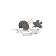 Beautiful 12pc Ceramic Non-Stick Cookware Set, White Icing, by Drew Barrymore