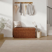 Concetta 30 in Storage Ottoman Bench with Foldable Chest, Padded Seat, Brown PVC, Supports 660 lb, WMCON-SY-STO-76PVC-BN