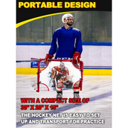 Kasifei Mini Hockey Goal with Heavy-Duty Steel Frame and Shooter Tutor, 30 x 20 in, Red