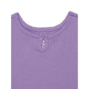 Wonder Nation Girls Ribbed Pointelle Keyhole T-Shirt, Sizes 4-18 & Plus, Size: XS, Mystic Purple - 60% Cotton