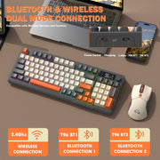 ZIYOU LANG T96 Wireless Gaming Keyboard and Mouse Combo, Dual Bluetooth and 2.4G, RGB Backlit Mechanical Feeling Keyboard with Smart Display and Multimedia Knob, 4000 DPI Gaming Mouse