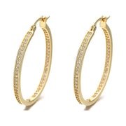 Amy and Annette 14K Gold Hoop Earrings with crystals, Yellow Gold-Plated