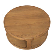My Texas House Haven Round Coffee Table, 40-Inch Wood Top, Warm Brown Finish, Drum-Style Base, Open Lower Shelf, MT65250047100A7