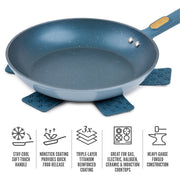 Thyme & Table Non-Stick Fry Pan, 12.5 Inch, Blue Granite Finish, Stainless Steel Base, Soft-Touch Handle