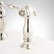 Signature Hardware SH349722PB Delacour 1.75 GPM Double Handle Bridge Kitchen Faucet with Side Spray - Polished Brass