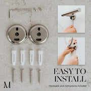 Marmolux Acc 4-Piece Bathroom Hardware Set, 304 Stainless Steel, Brushed Finish, Wall-Mounted, Includes 24-Inch Towel Bar, Towel Ring, Toilet Paper Holder, Towel Hook, PA-S911-4BN