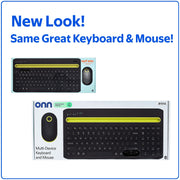 Onn Wireless Keyboard and Mouse Combo, Standard 100-Key US Layout, Battery Powered Optical Mouse, Grey