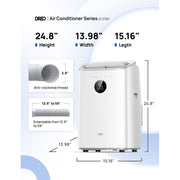 DREO Portable Air Conditioner, 8000 BTU ASHRAE, Drainage-Free Cooling, 45dB Quiet Operation, Smart Voice and App Control, 24H Timer, Fan and Dehumidifier, Covers Up to 150 sq ft, White, DR-HAC0