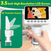 Hutact Digital Microscope, 3.5-Inch HD LCD Screen, 100X-1000X Magnification, 10MP Imaging, Detachable Stand, LED Lights, USB Compatible