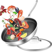 LOLYKITCH L-3PLY-H Tri-ply Hybrid Non-Stick Stainless Steel Cookware Set,10 Piece Induction Pots and Pans Set