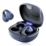 VEAT00L P97 Wireless Clip On Earbuds with Digital Display Charging Case, Blue