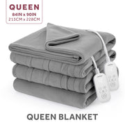 Sunbeam 13702 Electric Heated Bed Blanket, Soft Brushed Fleece, Gray, Queen 90 x 84 in, 12 Heat Settings