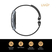 LIVEUP Smart Fitness Bracelet, Health Activity Tracking, Multiple Sports Modes, Bluetooth Connectivity, Waterproof Black Nylon Strap, LVFI0018