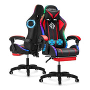 Hoffree PBX289513 Gaming Massage Chair with Bluetooth Speakers, LED Lights and Footrest