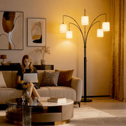 SUNMORY 5 Lights Tree Floor Lamp, 83.5 Large Tall Standing Lamp with Drum Linen Lampshade
