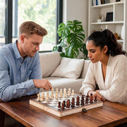 General 2-in-1 Magnetic Solid Wood Chess and Checkers Set, 15.16-Inch Foldable Board with Hidden Storage Compartment