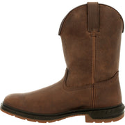 Rocky Worksmart Unlined Western Boot, Dark Brown, 10 Inch Height, Square Toe, Wide 10, RKW0346