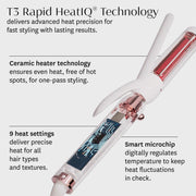 T3 Micro Switch Kit Classic Trio Curling Iron Set with 3 Interchangeable Ceramic Clip Barrels, 1