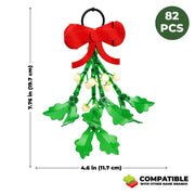 Brickcraft Bricktanicals Mistletoe Building Kit, 82-Piece Holiday Decoration with Red Bow and White Berries - Ready to Hang