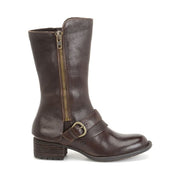 Born Aubra Women's Moto Boot, Mahogany Leather, Hand-Sewn Opanka Construction, Breathable Lining, Block Heel, Size 8.5 M, D77106-200