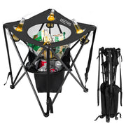 Young Wood YW-WM-PT-KH-01 Foldable Party Table with Temperature Control Bag and Cup Holder, Big Snack Holder, Khaki